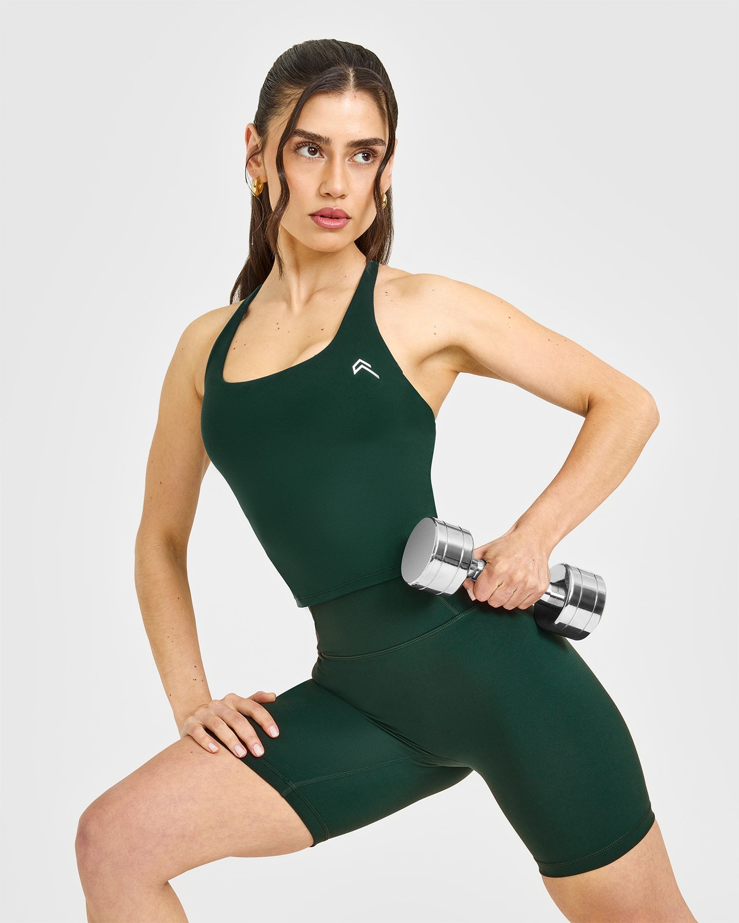 Timeless Square Neck Mid Vest with White Logo | Racing Green