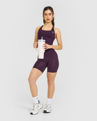 Timeless Square Neck Vest with White Logo | Blackberry Purple