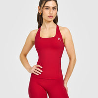 Timeless Square Neck Vest with White Logo | Toasted Red