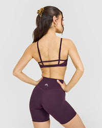 Timeless Strappy Bralette with White Logo | Blackberry Purple