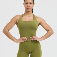 Timeless Square Neck Mid Vest | Olive Green