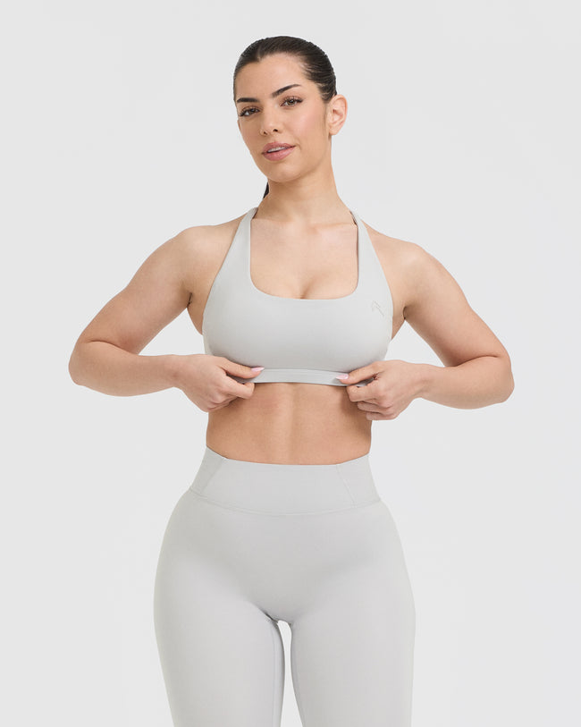 Timeless Square Neck Sports Bra | Light Grey