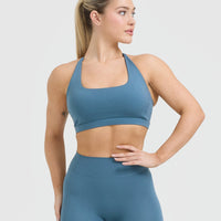 Timeless Square Neck Sports Bra | Moonstone Blue