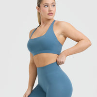 Timeless Square Neck Sports Bra | Moonstone Blue