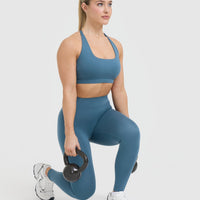 Timeless Square Neck Sports Bra | Moonstone Blue