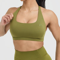 Timeless Square Neck Sports Bra | Olive Green