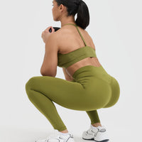 Timeless Square Neck Sports Bra | Olive Green