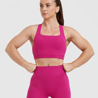 Timeless Wide Strap Sports Bra | Fuchsia