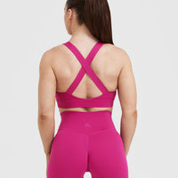 Timeless Wide Strap Sports Bra | Fuchsia