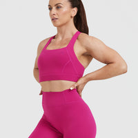 Timeless Wide Strap Sports Bra | Fuchsia