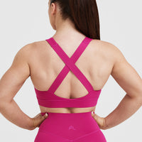 Timeless Wide Strap Sports Bra | Fuchsia