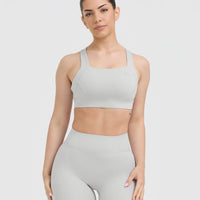 Timeless Wide Strap Sports Bra | Light Grey