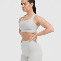 Timeless Wide Strap Sports Bra | Light Grey