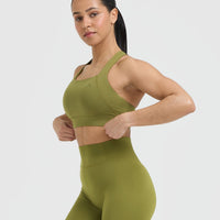 Timeless Wide Strap Sports Bra | Olive Green