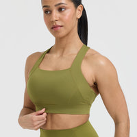 Timeless Wide Strap Sports Bra | Olive Green