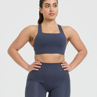 Timeless Wide Strap Sports Bra | True Blue