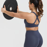 Timeless Wide Strap Sports Bra | True Blue