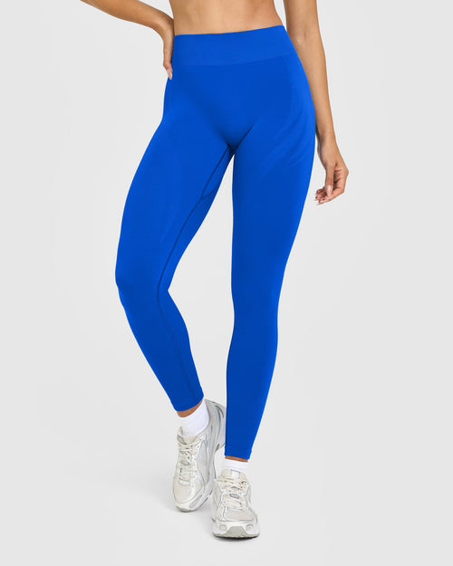 EnhanceLiftâ„¢ Seamless Leggings with White Logo | Cobalt Blue