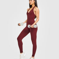 SoftMotion™ Halter Neck All In One Long with White Logo | Light Rosewood