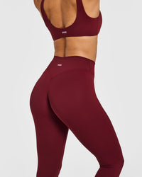 SoftMotion™ High Waisted Leggings with White Logo | Light Rosewood