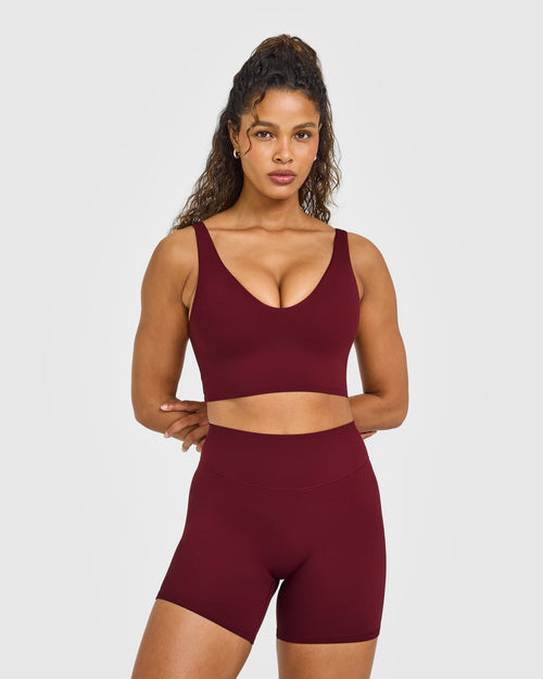 Oner Modal SoftMotion™ Longline Sports Bra with White Logo | Light Rosewood
