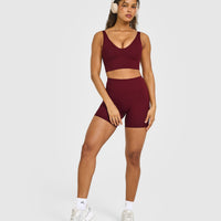 SoftMotion™ Longline Sports Bra with White Logo | Light Rosewood