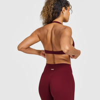 SoftMotion™ Minimal Halter Neck Bralette with White Logo | Light Rosewood