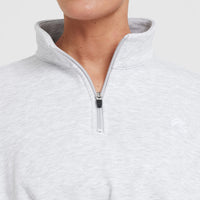 All Day Cosy Crop 1/4 Zip Sweatshirt | Light Grey Marl