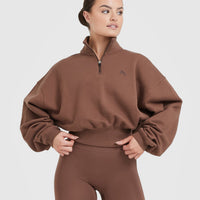 All Day Crop 1/4 Zip Sweatshirt | Chestnut