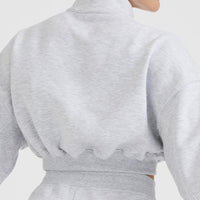 All Day Lightweight Crop 1/4 Zip Sweatshirt | Light Grey Marl
