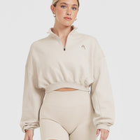 All Day Lightweight Crop 1/4 Zip Sweatshirt | Sand