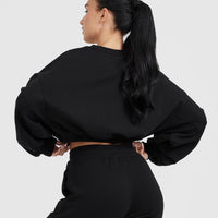 All Day Lightweight Oversized V-Neck Sweatshirt | Black