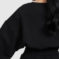 All Day Lightweight Oversized V-Neck Sweatshirt | Black
