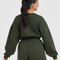 All Day Lightweight Oversized V-Neck Sweatshirt | Khaki