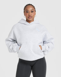 All Day Varsity Oversized Hoodie | Light Grey Marl
