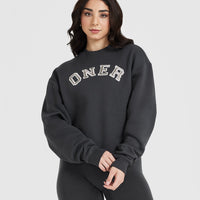 All Day Varsity Oversized Sweatshirt | Coal