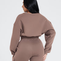 All Day Oversized V-Neck Sweatshirt | Cool Brown