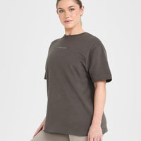 Classic Mirror Graphic Oversized T-Shirt | Washed Deep Taupe