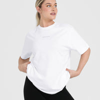 Classic Mirror Graphic Oversized T-Shirt | White