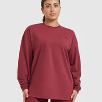Classic Oversized Lightweight Long Sleeve Top | Burnt Cherry