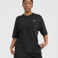 Classic Oversized Longline T-Shirt | Black