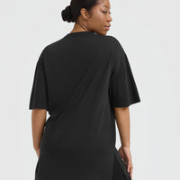 Classic Oversized Longline T-Shirt | Black
