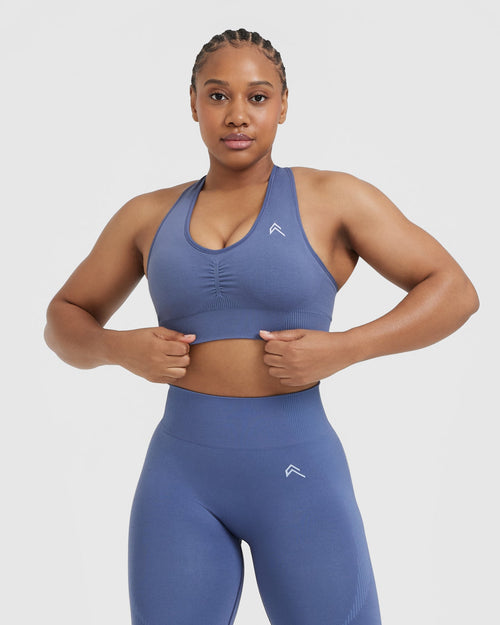 Oner Modal Classic Seamless 2.0 V-Neck Bralette | Slate Blue Marl
