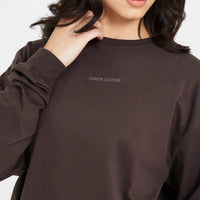 Classic Mirror Graphic Oversized Long Sleeve Top | Washed 70% Cocoa