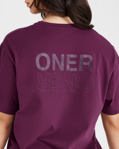 Classic Mirror Graphic Oversized T-Shirt | Washed Ripe Fig