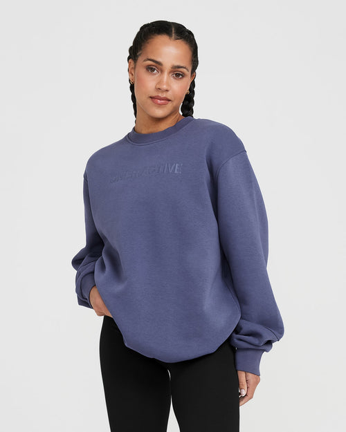 Oner Modal Classic Lounge Oversized Crew Neck | Slate Blue
