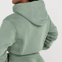 Classic Lounge Cropped Zip Through Hoodie | Sage
