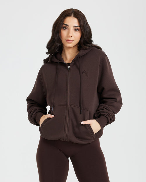 Oner Modal Classic Lounge Oversized Zip Through Hoodie | 70% Cocoa