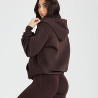 Classic Lounge Oversized Zip Through Hoodie | 70% Cocoa