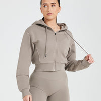 Classic Lounge Cropped Zip Through Hoodie | Minky